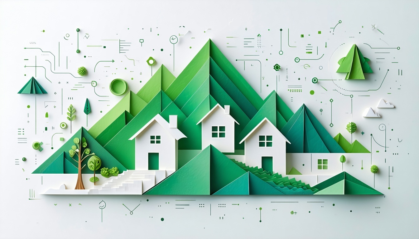 An illustration that visualizes both real estate insurance and digital technology It should have a white background with green 33475b and incorporate this logo httpsmedialicdncomdmsimagev2D4E0BAQHTlZONirxduAcompanylogo200200B4EZahq8SYGYAU017464691114-1